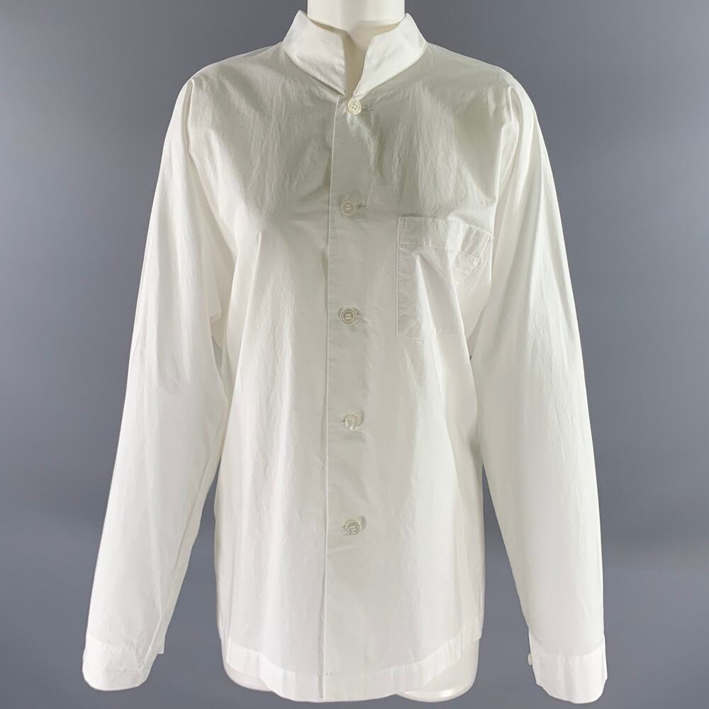 ISSEY MIYAKE Size L White Cotton Nehru Collar Shirt